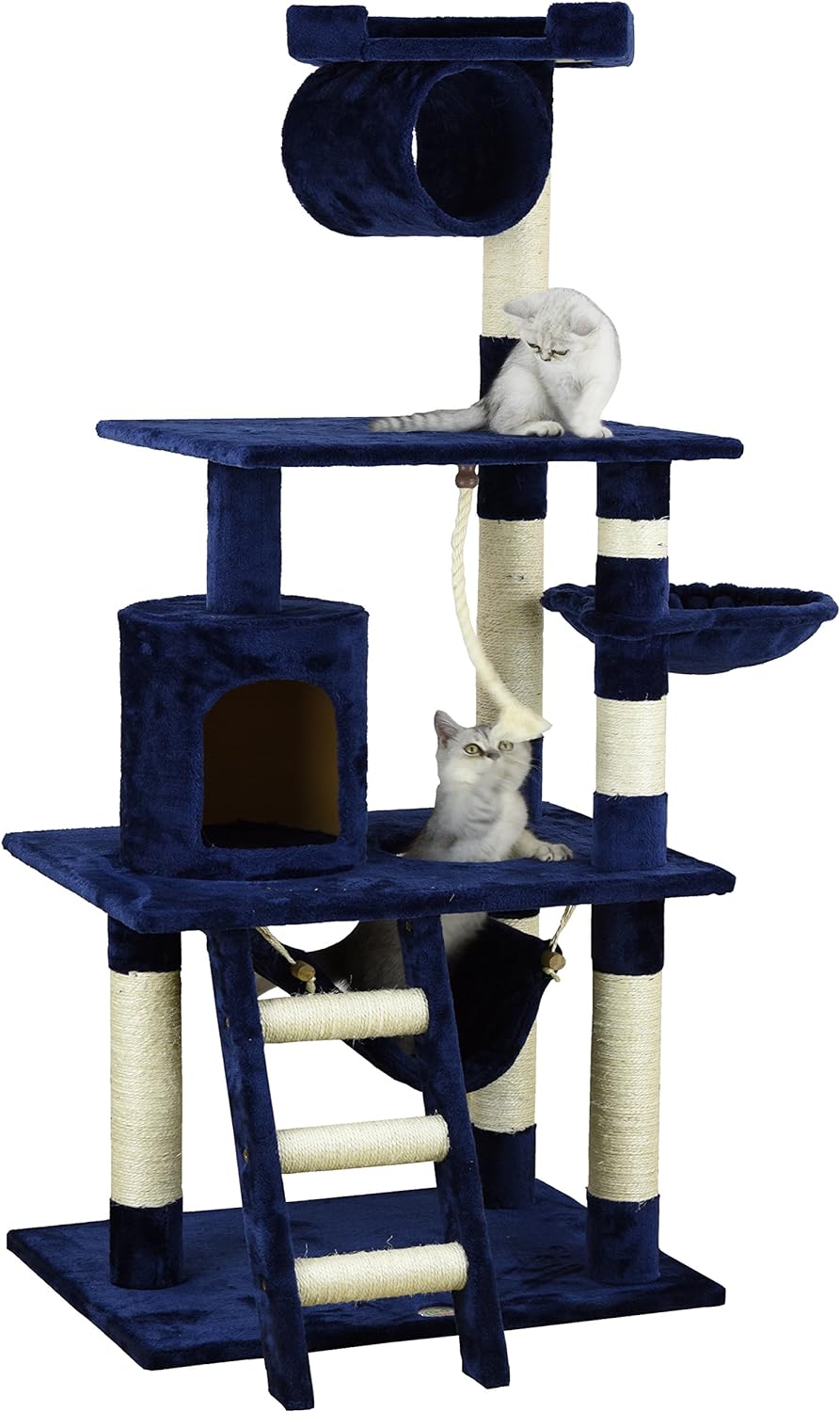 Go Pet Club Muebles de gato para árbol, 62 pulgadas de alto, Azul