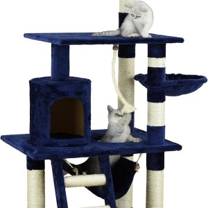 Go Pet Club Muebles de gato para árbol, 62 pulgadas de alto, Azul Go Pet Club Muebles de gato para árbol, 62 pulgadas de alto, Azul