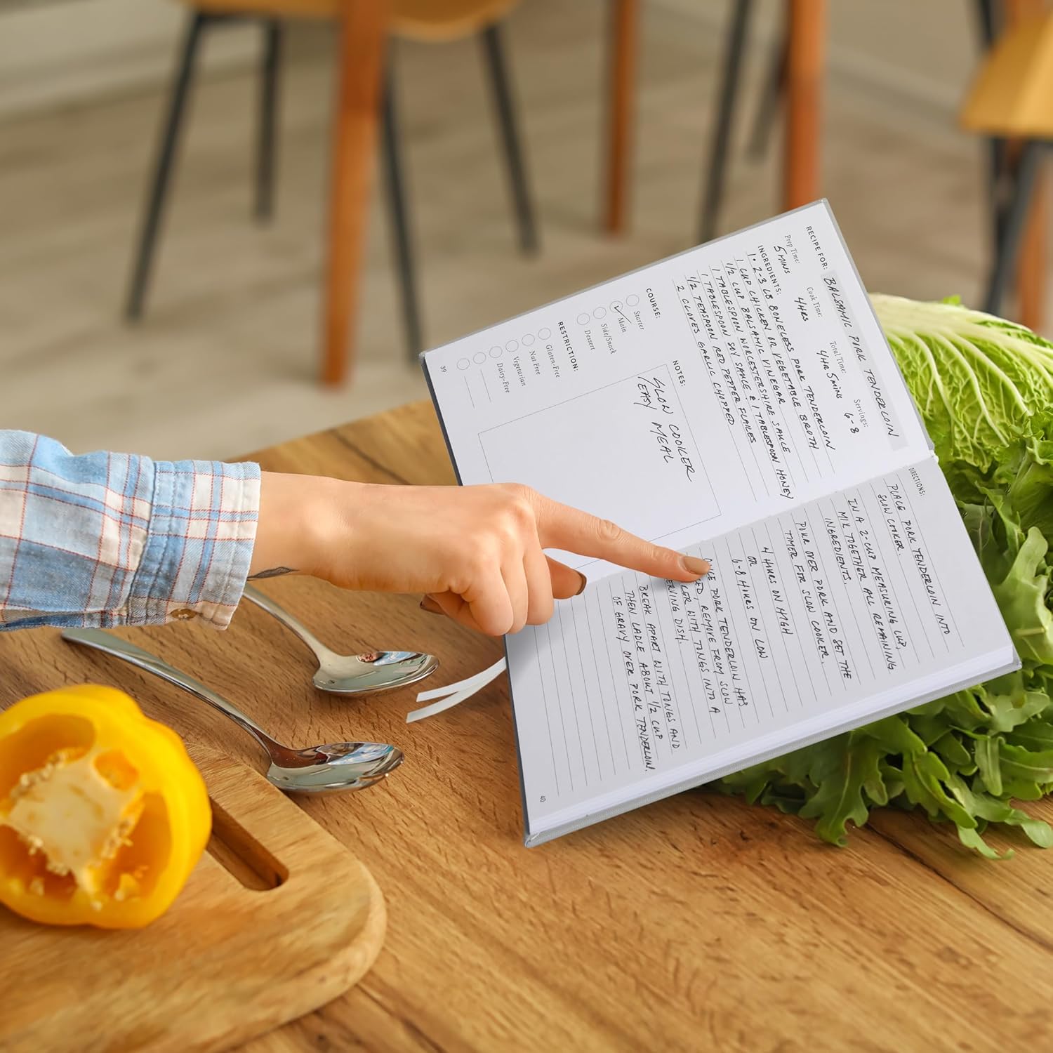 ZICOTO Libro de recetas estético en blanco con cubierta impermeable, el cuaderno de recetas perfecto para escribir en tus propias recetas, libro de