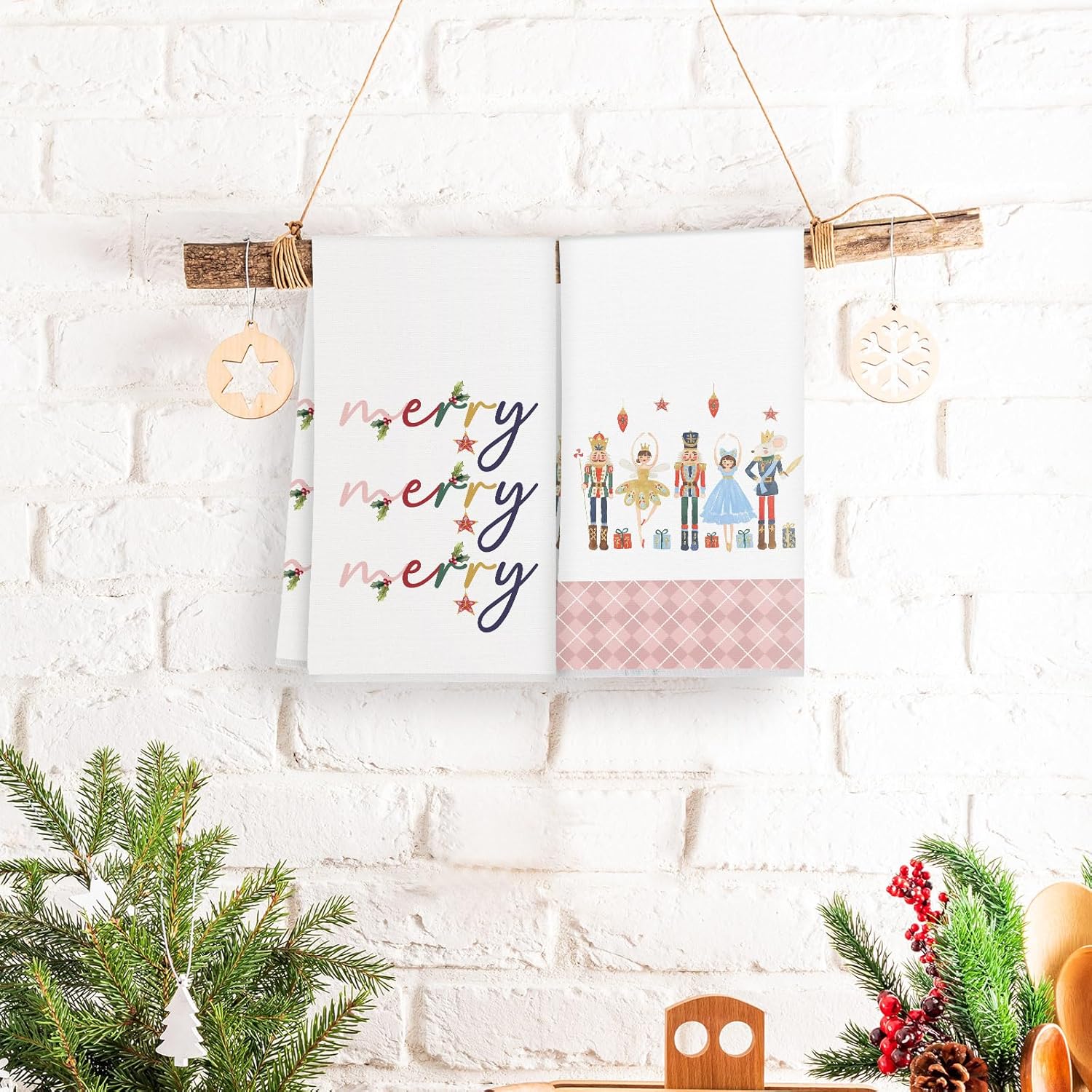 Preboun 4 toallas de cocina de Navidad, paños de cocina de cascanueces de 18 x 26 pulgadas, paños de cocina de Navidad de invierno para cocina,