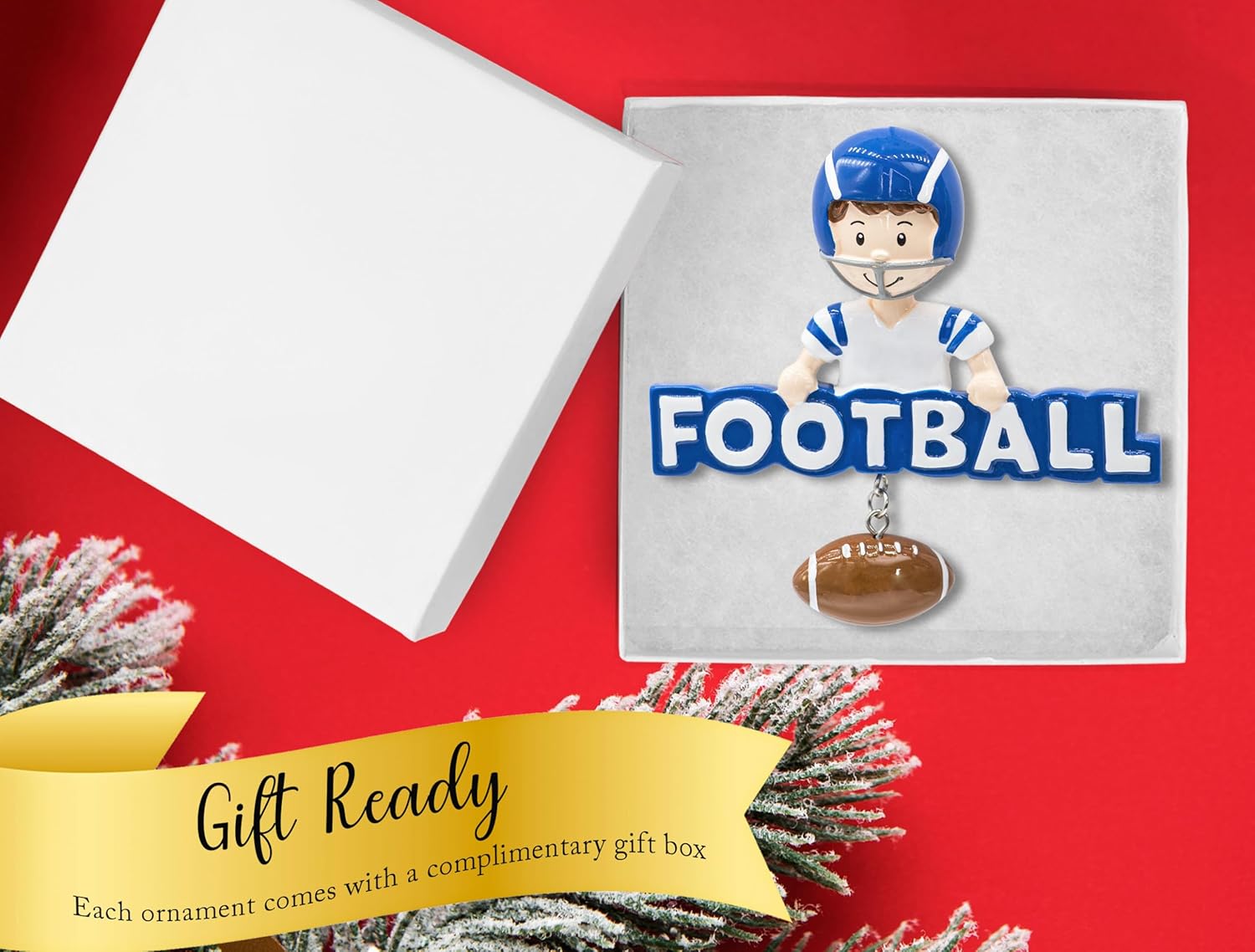 Adorno de Navidad personalizado de fútbol 2023  Jugador masculino con balón de fútbol y bola colgante para árbol de Navidad  Regalo único de