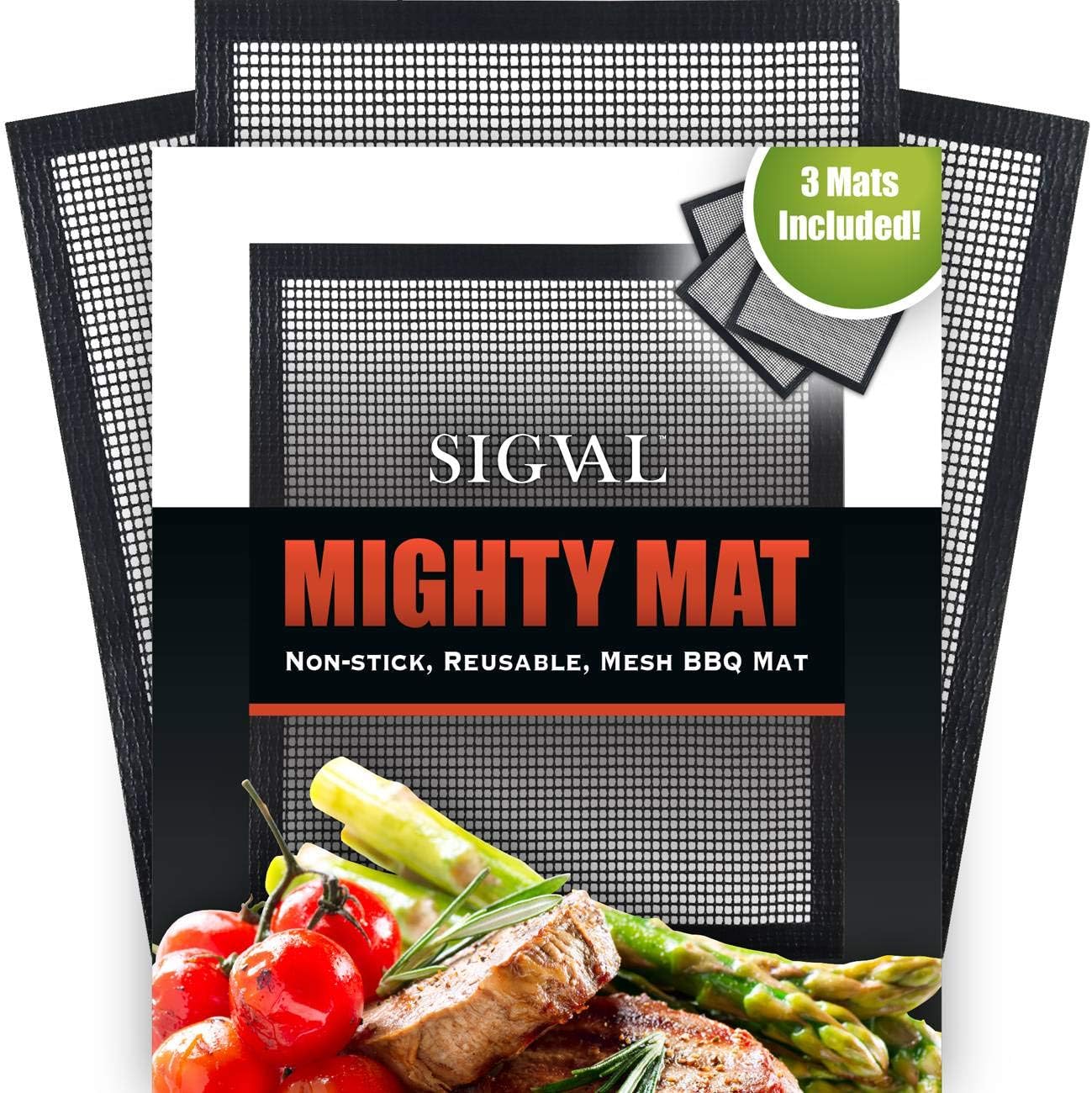 SIGVAL Mighty Mat – Juego de 3 alfombrillas de malla para ahumador antiadherentes reforzadas, juego de 3, tapete para hornear y tapete de barbacoa