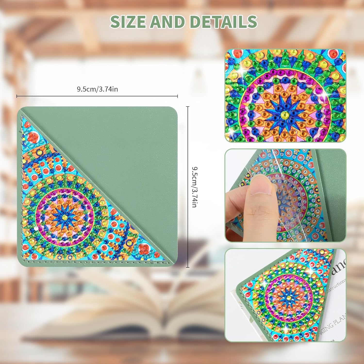 ALKALO Juego de 6 marcapáginas de esquina de pintura de diamantes DIY 5d Mandala Diamond Page Book Art Kits