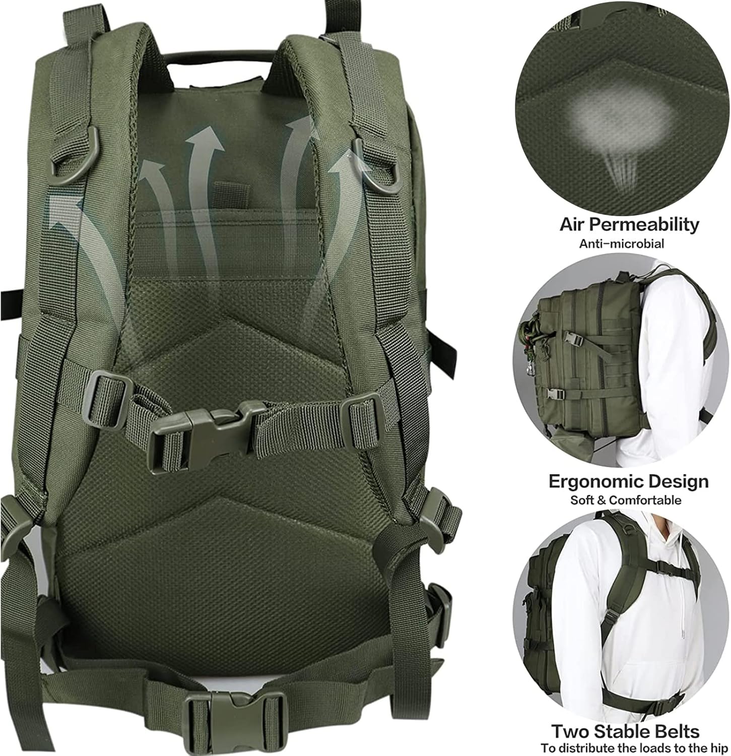 Mochila táctica Bolsa de cierre militar, Verde04, Senderismo táctico Camping