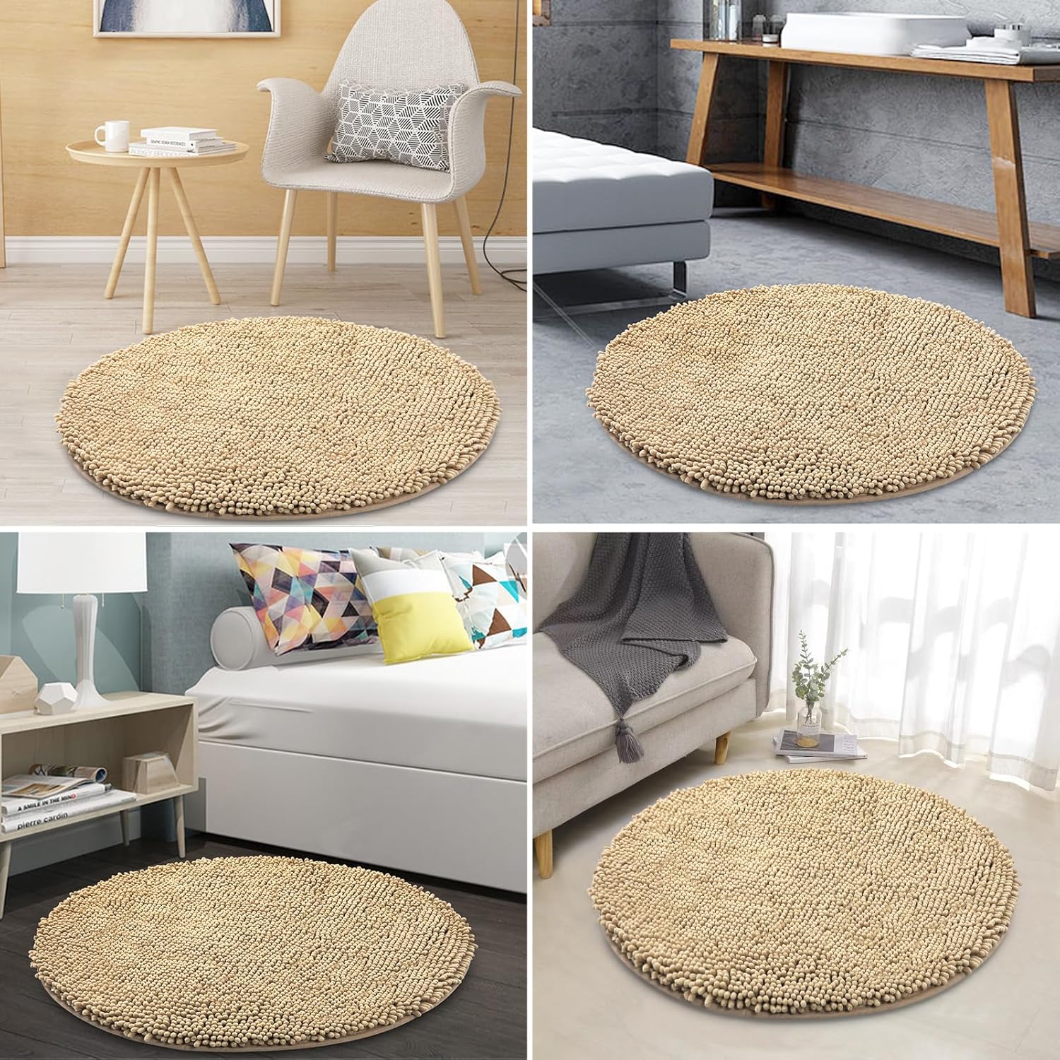 smiry – Lujosa alfombra de baño de felpilla, extra suave y absorbente, lavable a máquina, antideslizante para bañera, ducha y cuarto de baño (24 x
