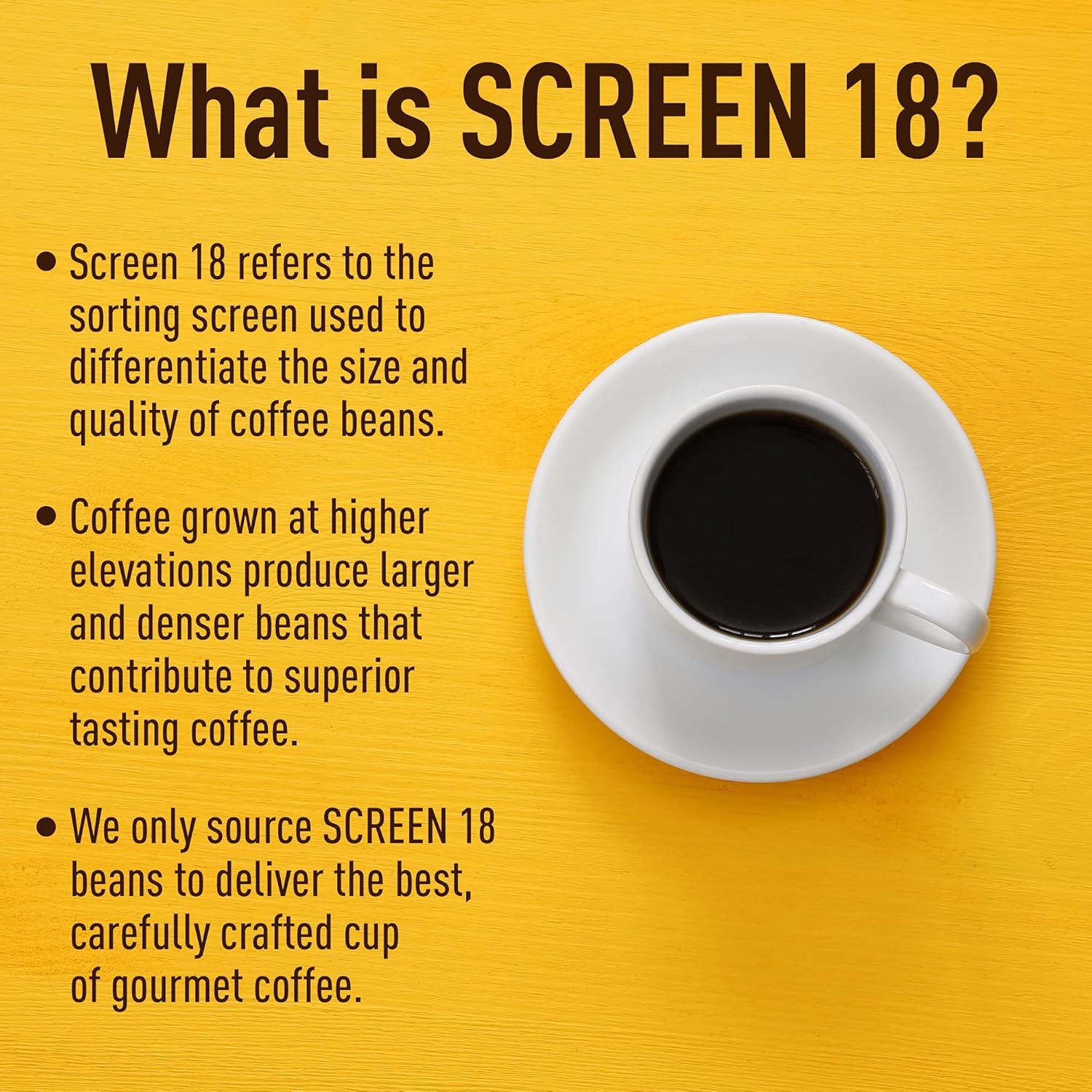 Screen 18 Café molido supremo colombiano de grado especial de primera calidad, origen único, tostado medio oscuro, 1 libra