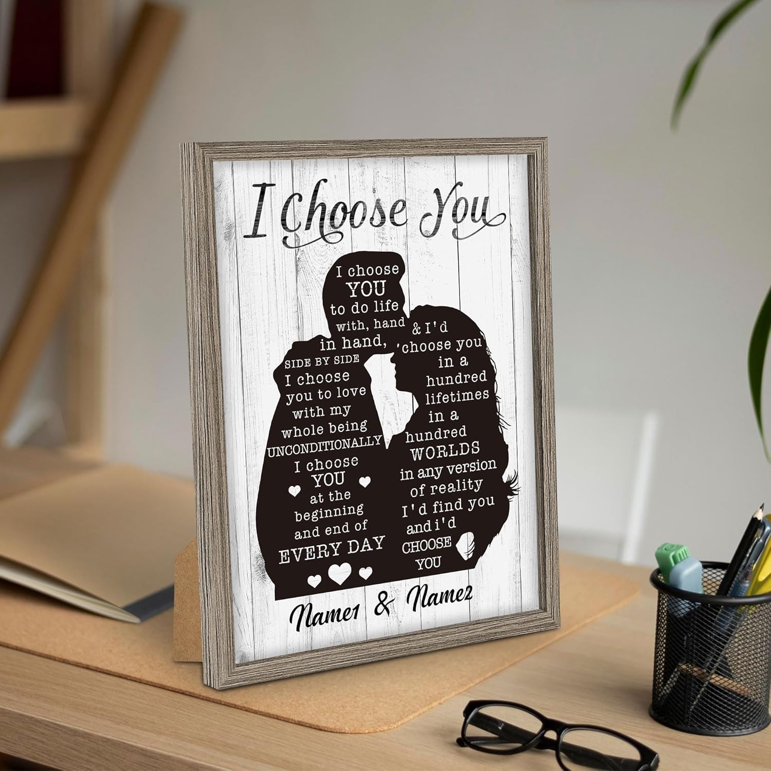 Arte de pared con texto en inglés “I Choose You”, regalos personalizados para novio, novia, marido, esposa, rompecabezas con nombre, impresión en