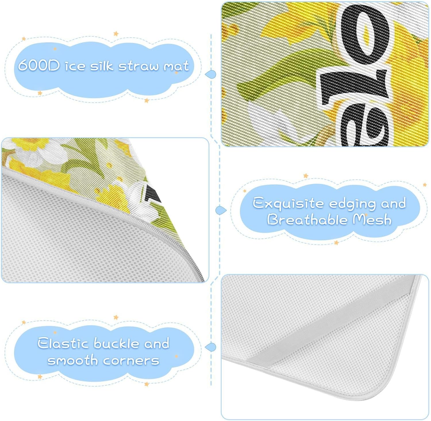 Custom Retro Flower Faffodils Leaves Crib Mattress Protector Pad for Boys Girls Baby Ice Silk Mat Bed Pack N Play Sheets Cooling Mattress Topper