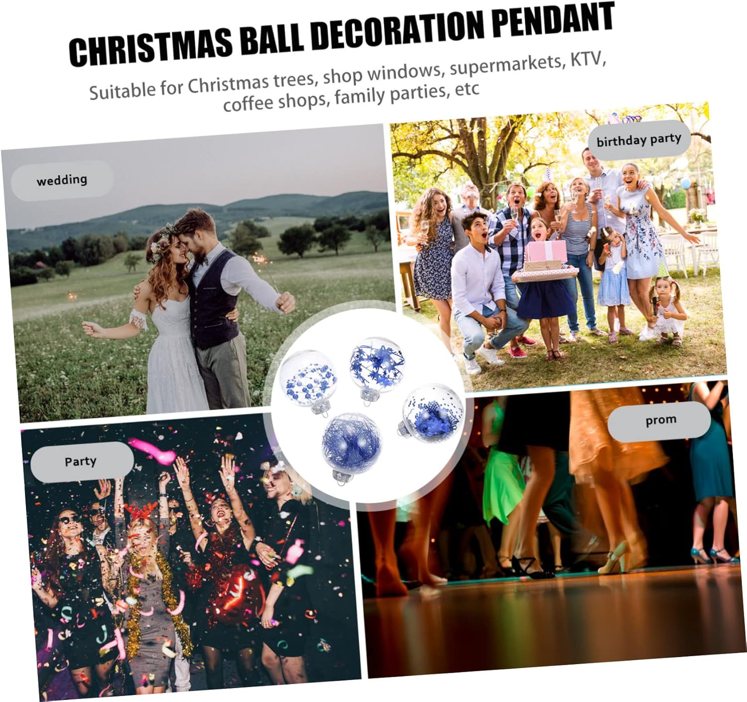 Abaodam 2 Boxes Christmas Ball Pendant Hanging Christmas Balls Decorations Glitter Christmas Ball Christmas Tree Flower Garland Decorations