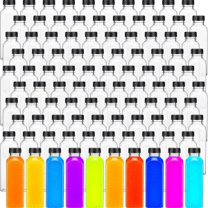 Zhehao 300 botellas vacías de plástico para jugos de 16 onzas con tapas a prueba de manipulaciones, recipientes cuadrados transparentes para Zhehao 300 botellas vacías de plástico para jugos de 16 onzas con tapas a prueba de manipulaciones, recipientes cuadrados transparentes para