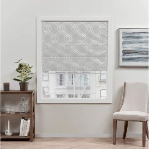 Exclusive Home Prague Trellis – Persiana romana 100% de poliéster opaco, 27 x 64 pulgadas, color plateado Exclusive Home Prague Trellis – Persiana romana 100% de poliéster opaco, 27 x 64 pulgadas, color plateado