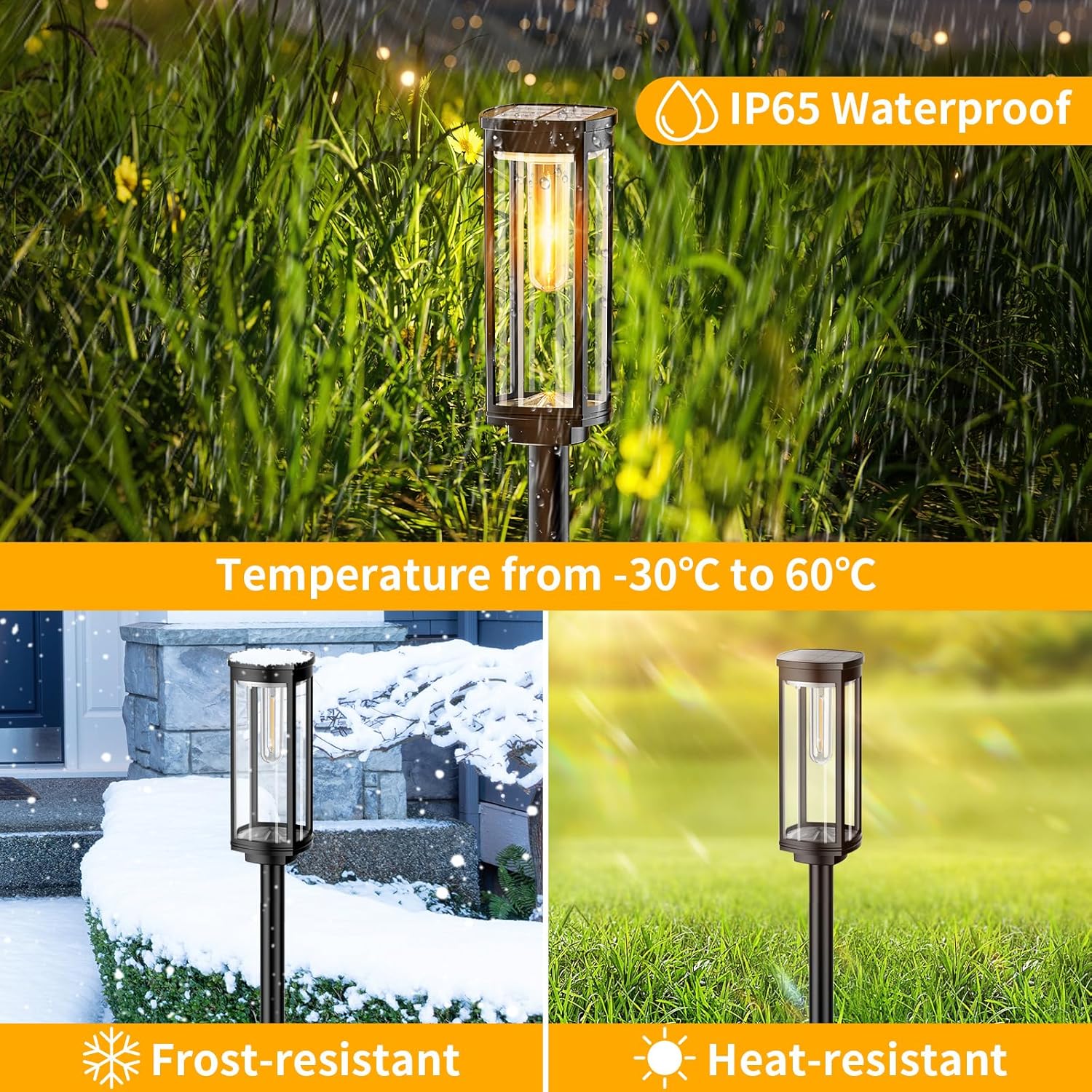 Paquete de 6 luces solares para caminos al aire libre, modernas luces LED solares de súper brillo, 1000 mAh de largo tiempo de trabajo hasta 12