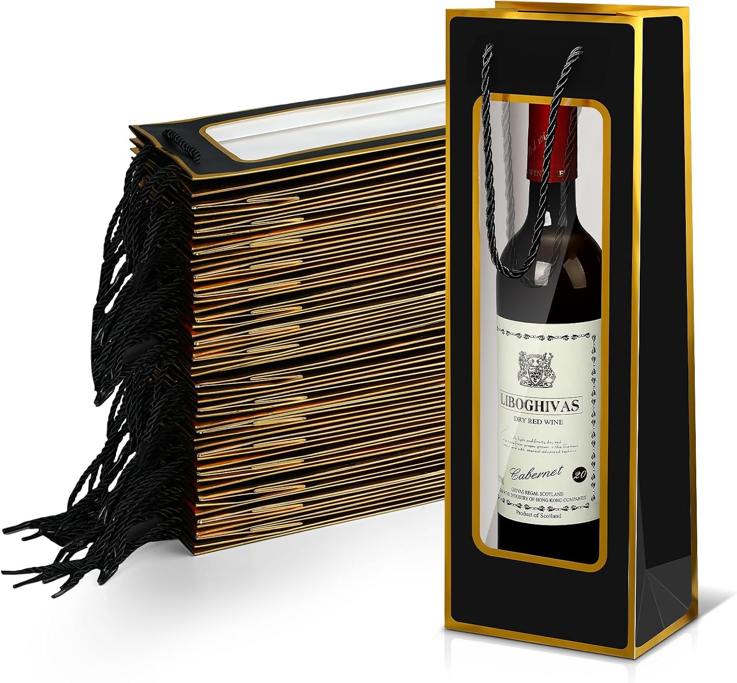 50 bolsas de regalo de vino para botellas de vino de 4.92 x 3.35 x 14.2 pulgadas, reutilizables, transparentes, con asas, para bodas, cumpleaños