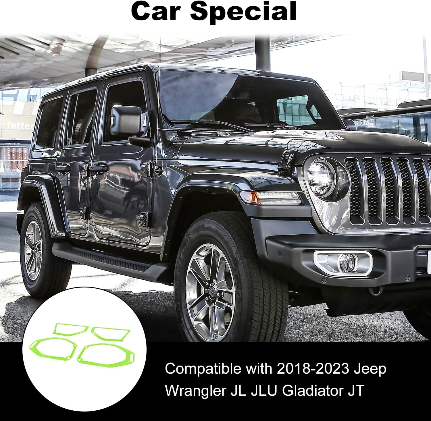 Voodonala Para Jeep JL JT Altavoz Audio Trim Top & A Pillar Trim para 2018-2022 Jeep Wrangler JL JLU Gladiator JT, ABS Verde 4 piezas