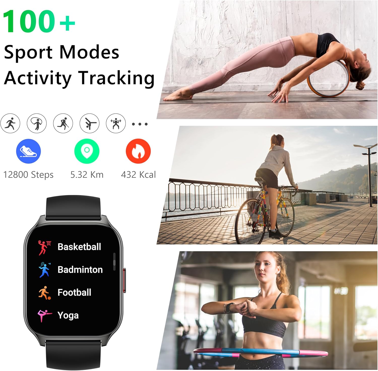 ZOSKVEE Reloj inteligente para mujeres y hombres (marcadorespuesta de llamadas), reloj de seguimiento de fitness de 2.0 pulgadas con monitor de
