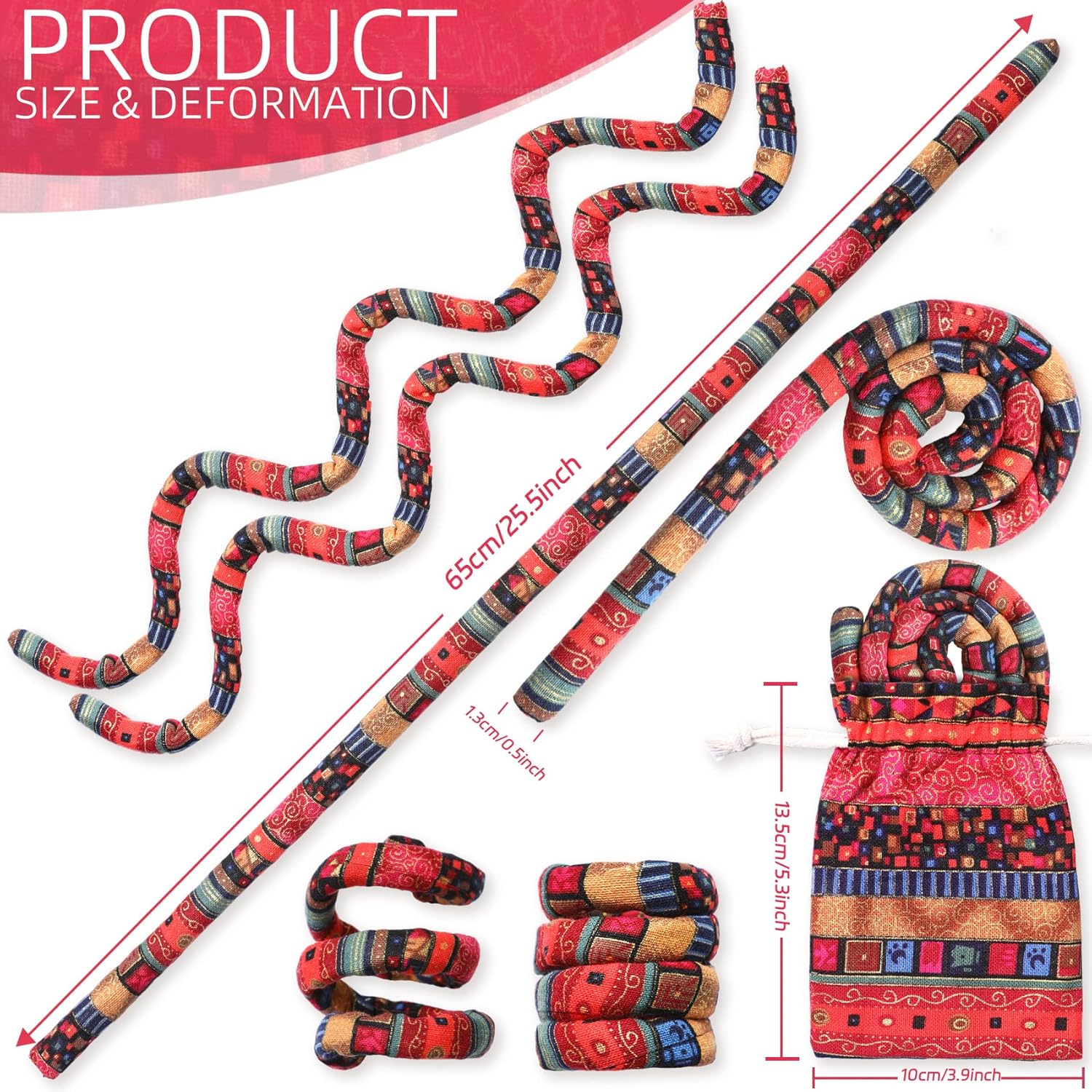 Spiral Lock Hair Tie Dreadlock Accessories – LUCHOI Bendable Loc Hair Tie Ponytail Holder, Iron Wire Long Dread Locks Hair Tie for Women Men Thick