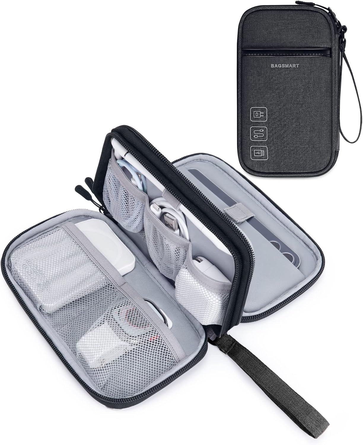 BAGSMART Organizador de cables de viaje, organizador de cables de viaje, organizador electrónico, funda de viaje, artículos esenciales de viaje para