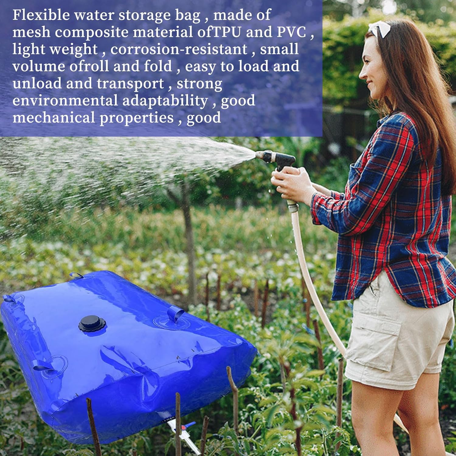 Vejiga de almacenamiento de agua, tanque de almacenamiento de agua plegable de gran capacidad de 100L26.4 galones, contenedores de almacenamiento de