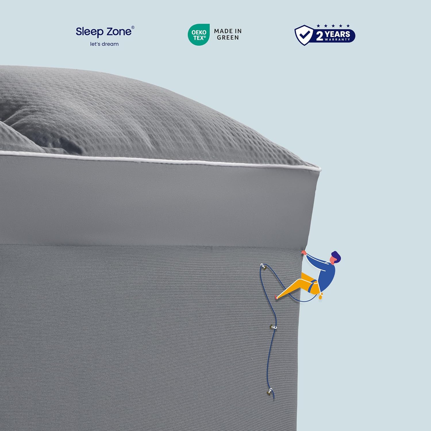 SLEEP ZONE Protector de colchón tamaño Queen con bolsillos profundos, extra grueso para dolor de espalda, calidad de hotel, felpa y apoyo, 60 x 80