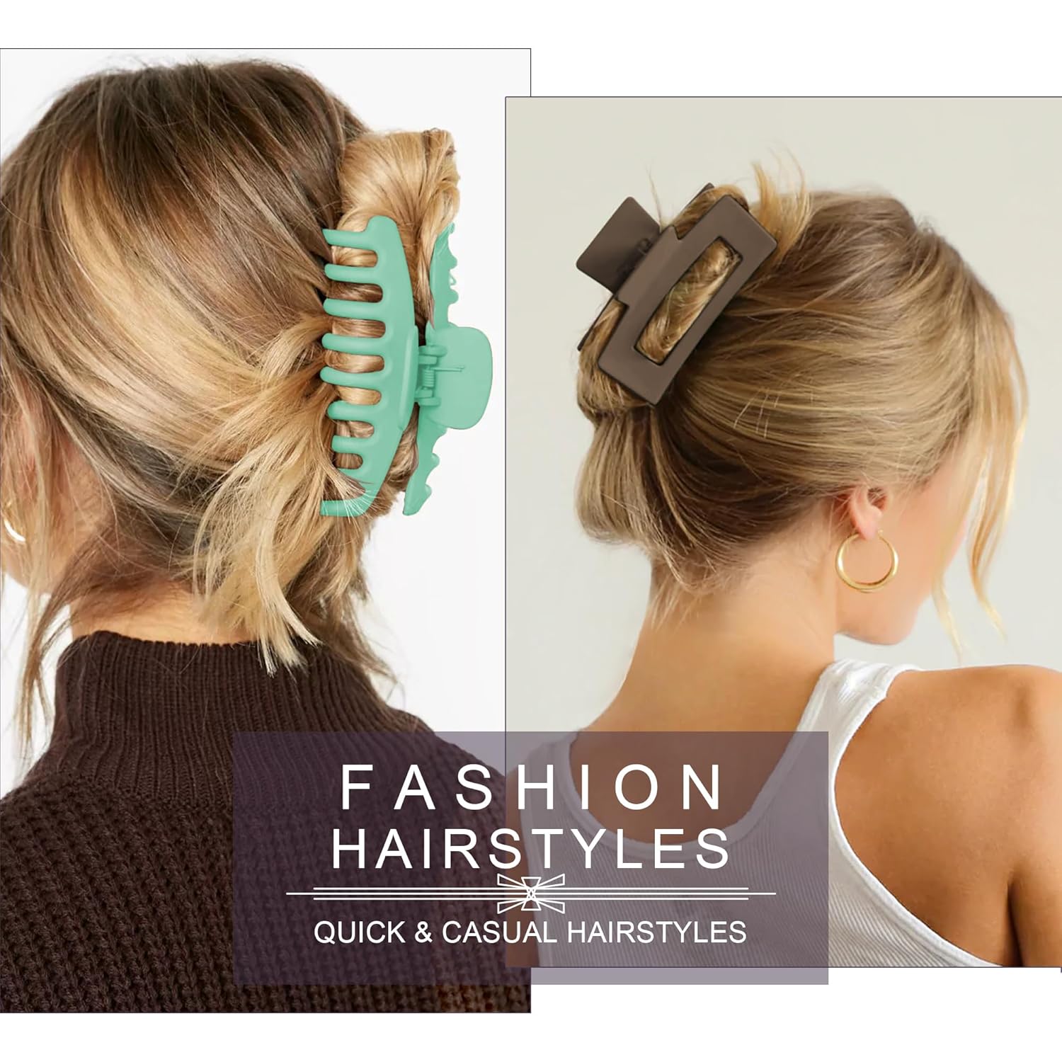 6 pinzas grandes de 4.3 pulgadas para cabello grueso, pinzas para cabello fino, pinzas para cabello neutro para mujeres, pinzas cuadradas mate para