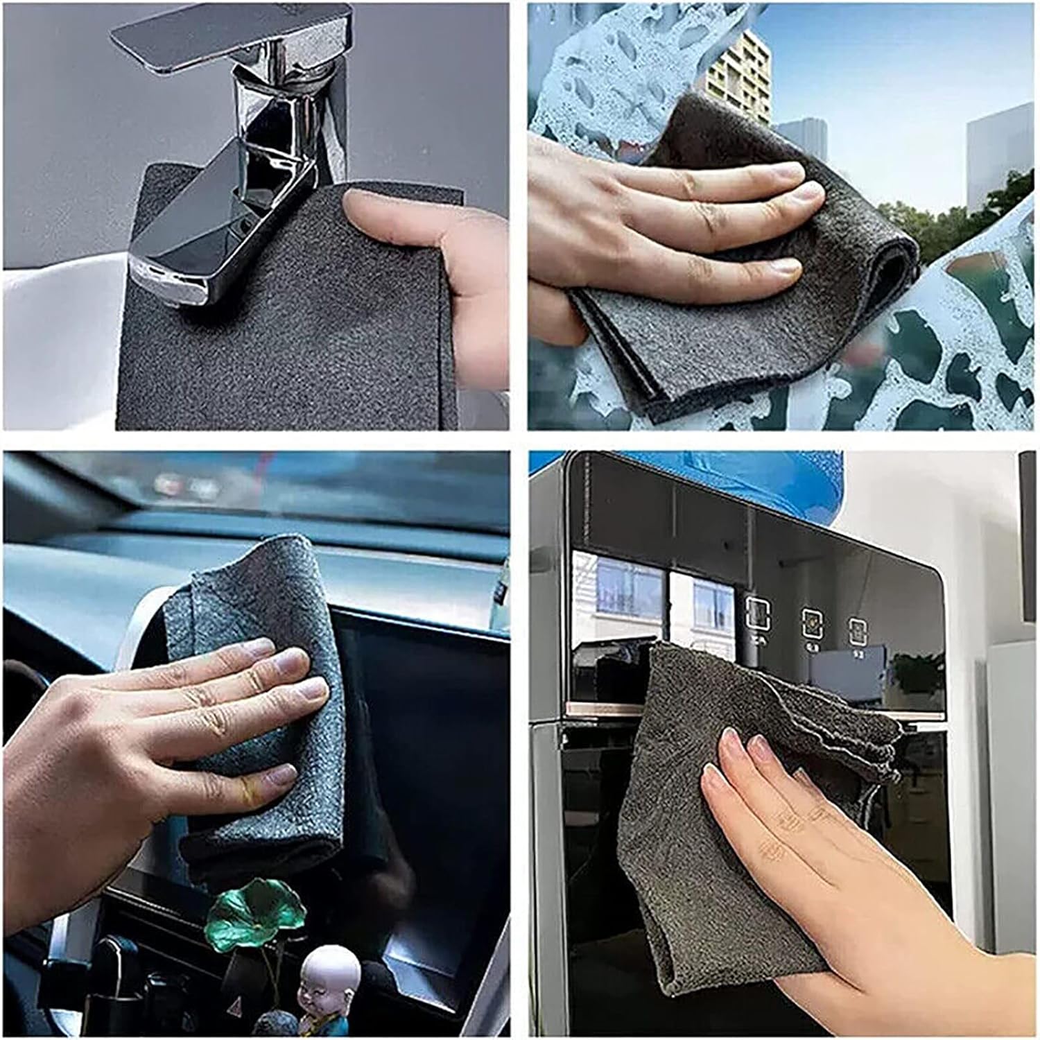 Paño de limpieza de microfibra, 5 piezas, nailon, cuadrado, pequeño, casual, con bordes, inalámbrico, lavable a máquina