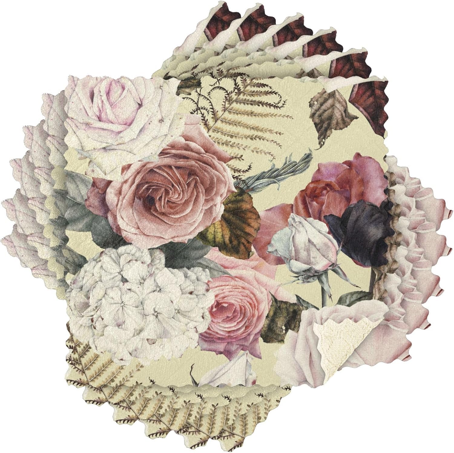 KLL Paños de limpieza de microfibra de acuarela con patrón floral sin costuras de rosas, toalla de té, toallas de mano para cocina, paños de cocina