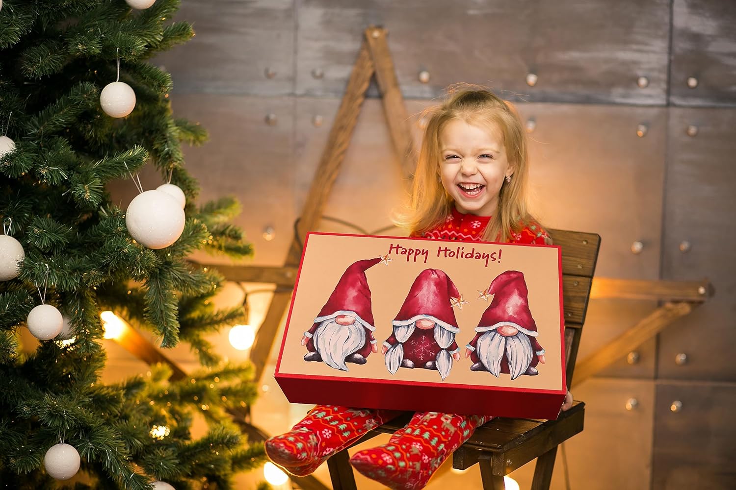 POPGIFTU 18 cajas de Navidad de papel kraft con tapas para regalos (4 tamaños y 18 diseños), cajas de regalo de Navidad a granel con etiquetas