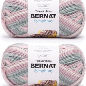 Bernat Symphony Seashell – Ovillo de lana  Paquete de 2 unidades de 8 onzas  Nylon  5 voluminosos  309 yardas  Tejido, ganchillo y manualidades Bernat Symphony Seashell – Ovillo de lana  Paquete de 2 unidades de 8 onzas  Nylon  5 voluminosos  309 yardas  Tejido, ganchillo y manualidades