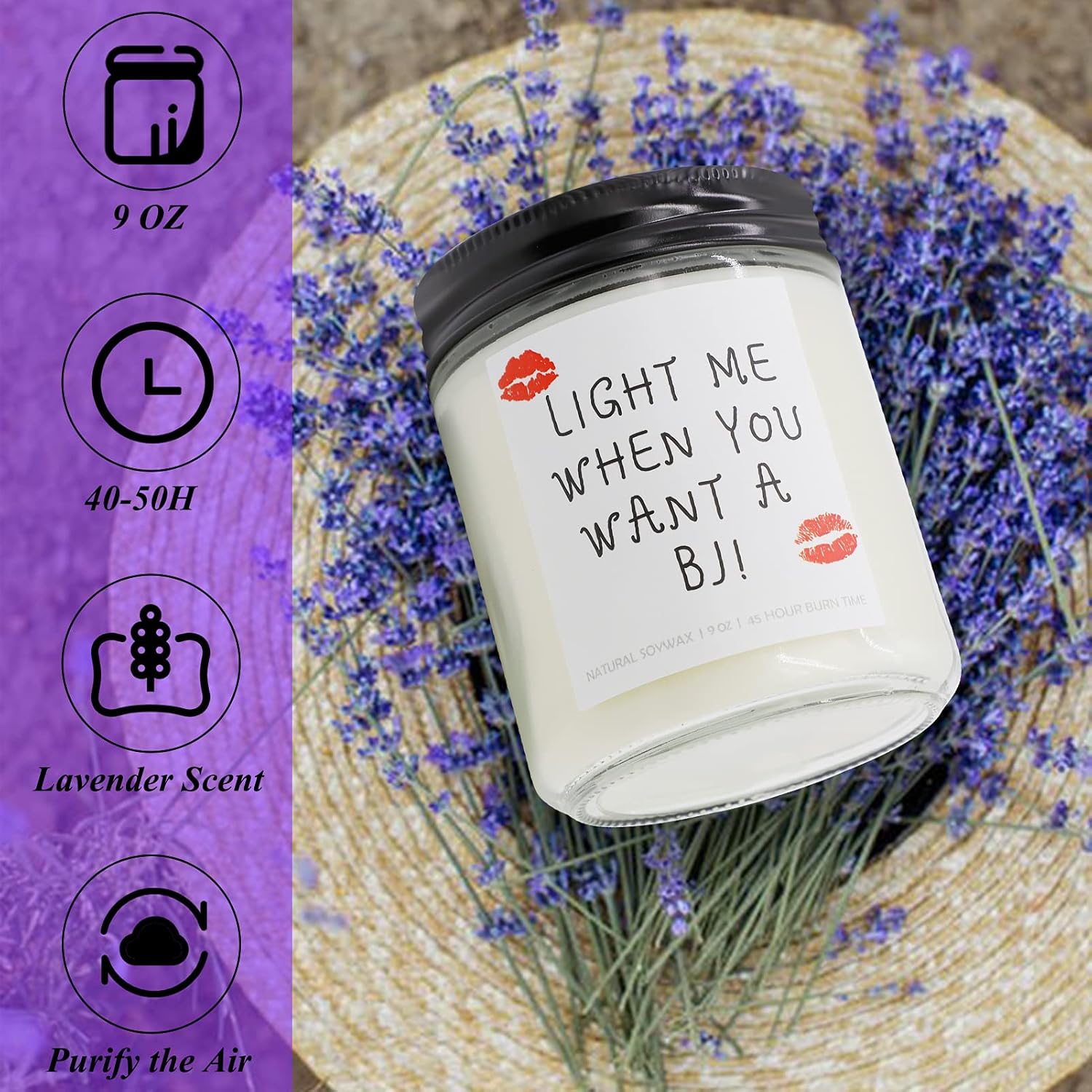 Velas de soja perfumadas de lavanda (9 onzas), regalos divertidos para novio, regalos para marido, aniversario de humor para adultos, regalos de
