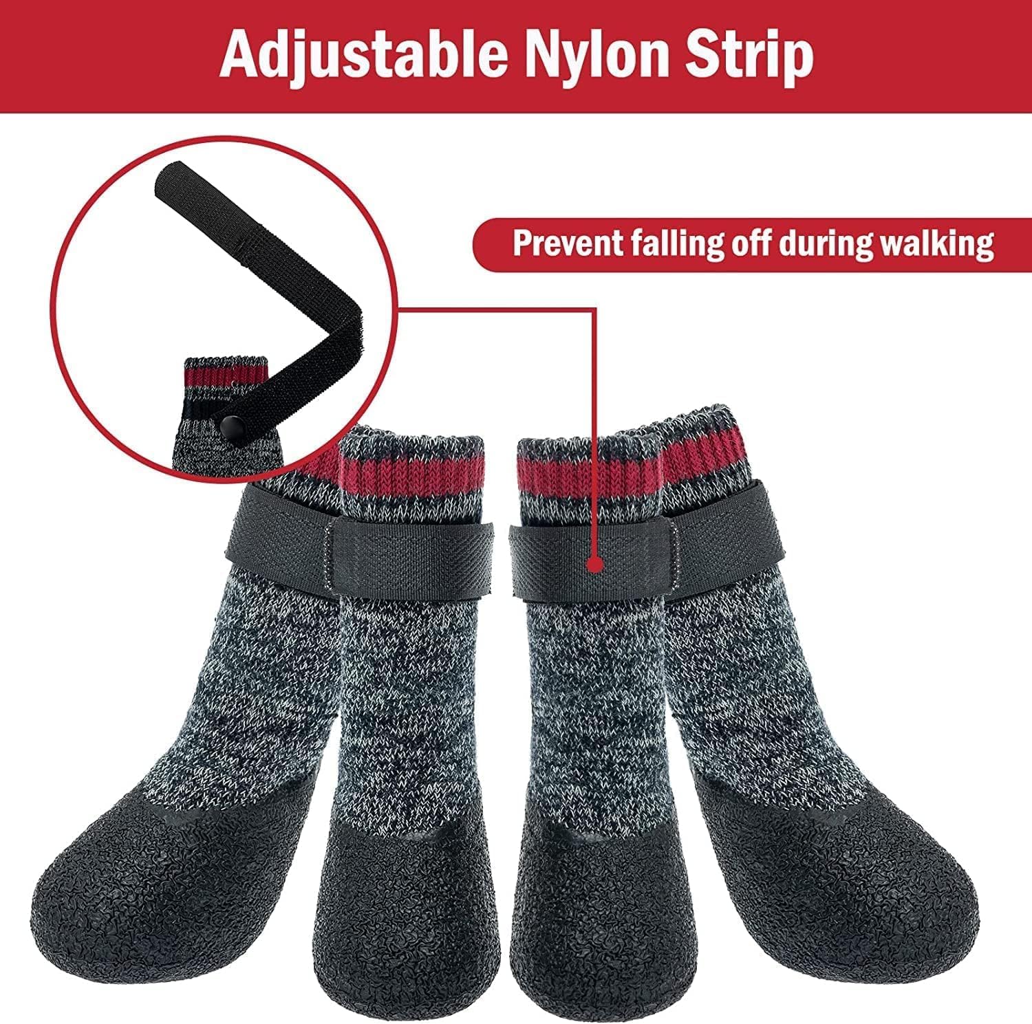 Mihachi Calcetines para perros, suela de goma, protectores de patas con correas, control de tracción, antideslizantes, impermeables, protectores de