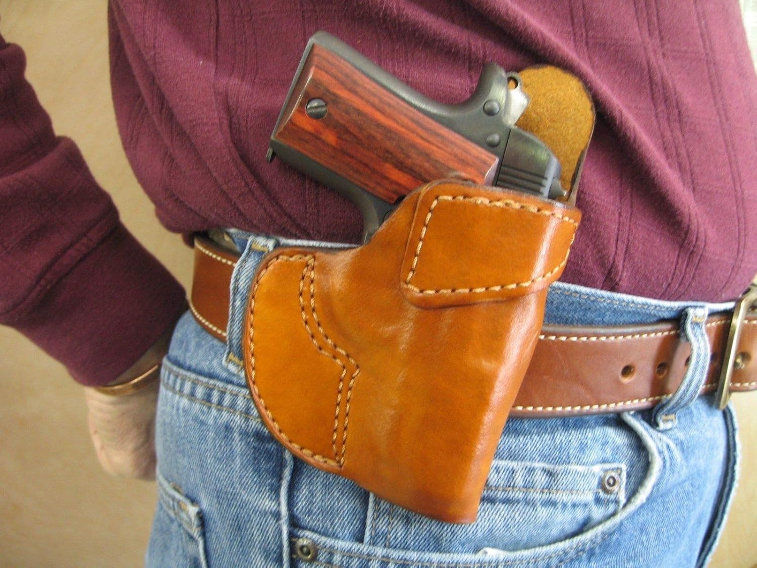 Azula – Funda de piel con clip para cinturón OWB para Smith & Wesson S&W 60, 36, 642 5 Shot Revolver TAN RH