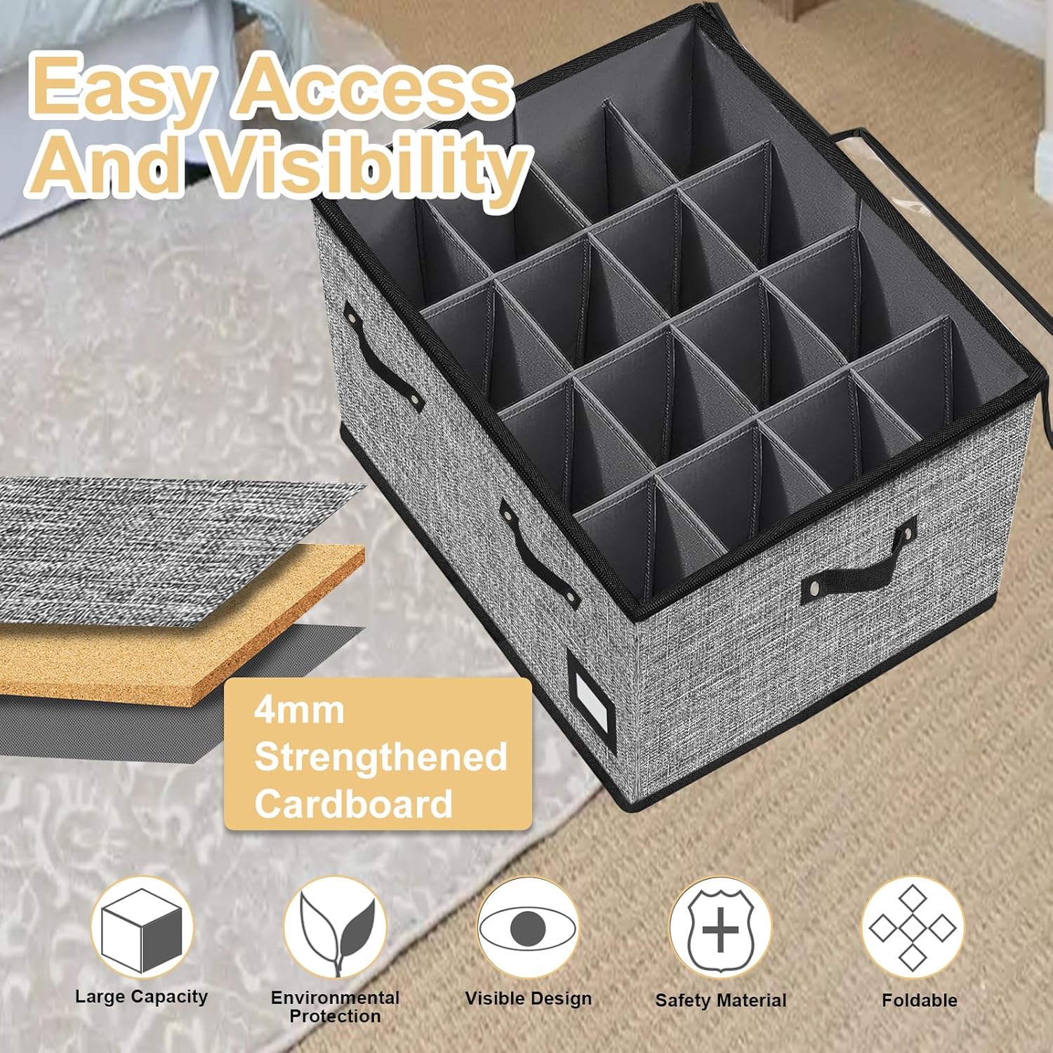 ouruer Organizador de almacenamiento de zapatos para armario, cajas de almacenamiento de zapatos apilables para entrada, organizador plegable para