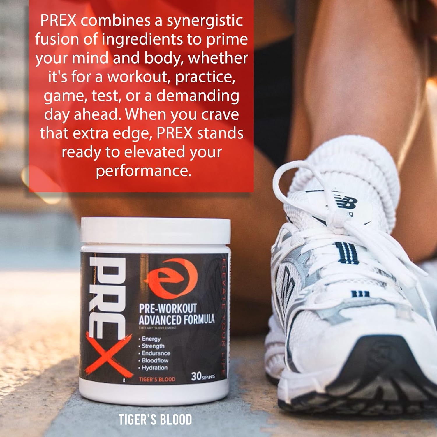 Elevated PREX – Fórmula avanzada para antes del entrenamiento, energía, fuerza, resistencia, flujo sanguíneo, hidratación, suplemento en polvo para
