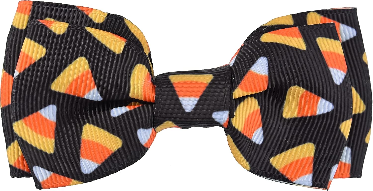Collar de perro de Halloween con corbatín, perros grandes, medianos y pequeños (S, maíz dulce de Halloween)