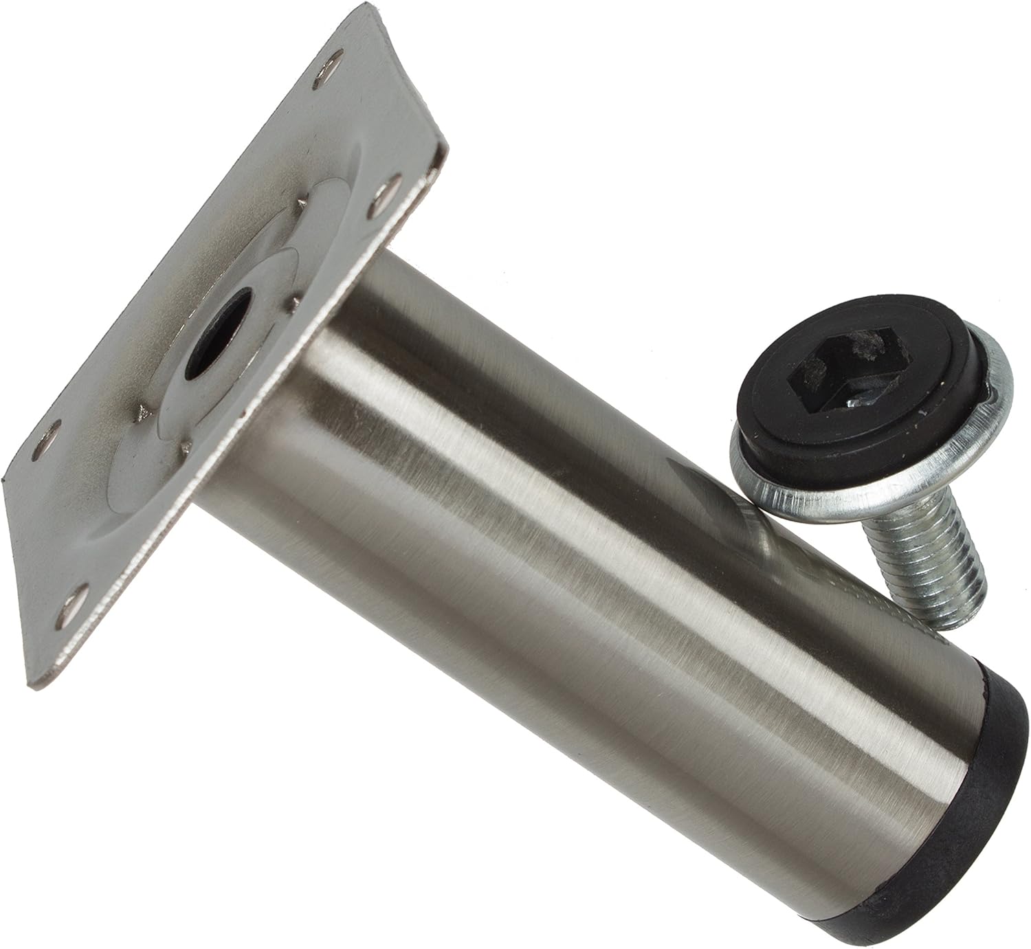 GlideRite Hardware Patas de acero para muebles de 4 pulgadas con tornillo nivelador de níquel satinado, paquete de (4)