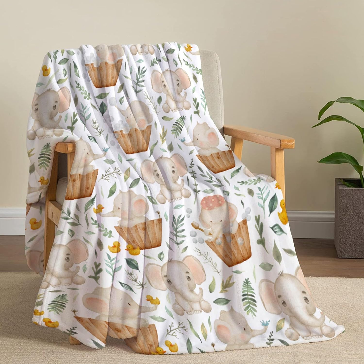 Manta de baño de elefante, manta de franela súper suave y ligera para niños, adultos, adecuada para sofá, cama, campamento, viajes, todas las