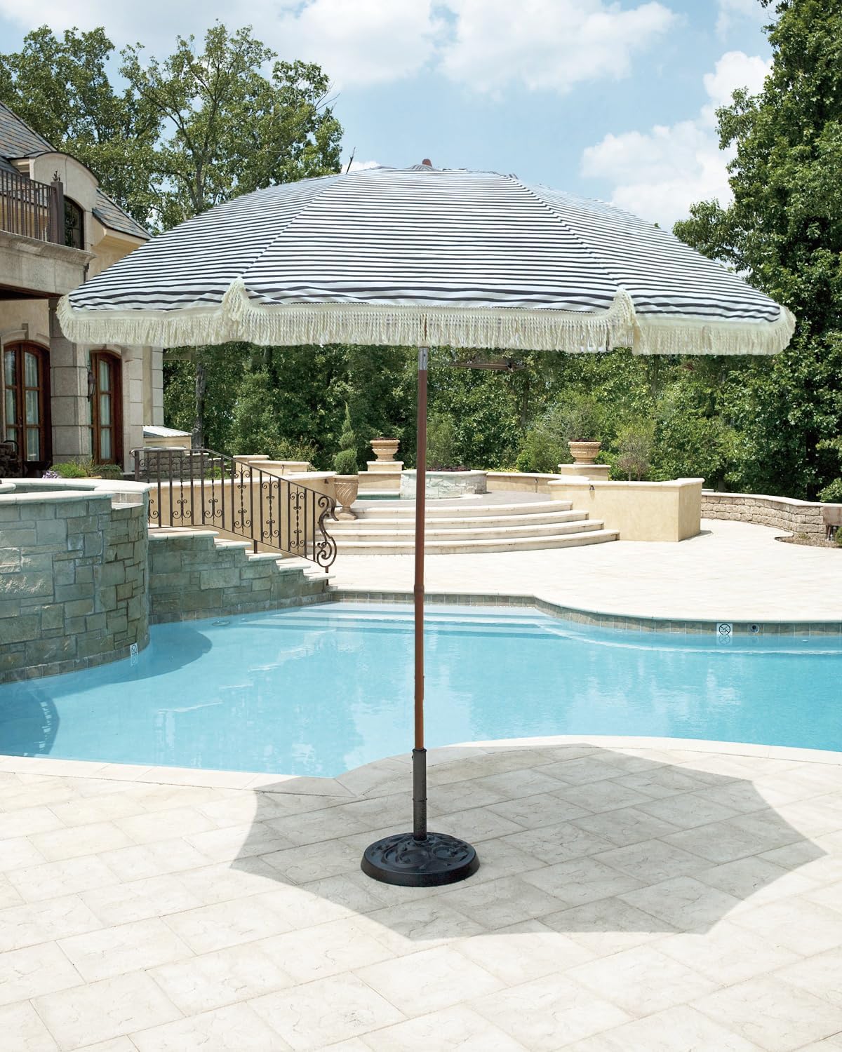 Hula – Sombrilla Tiki de paja tropical, palapa, rafia, tiki hut, sombrilla hawaiana para patio con flecos, sombrilla bohemia de 6 pies 8 pies y 9