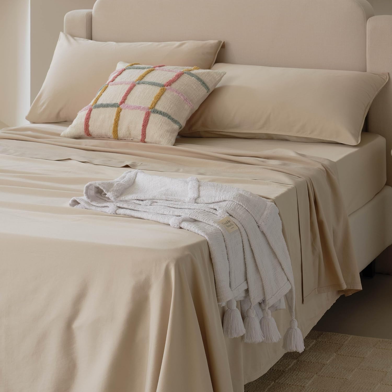 Double Stitch by Bedsure Juego de sábanas de algodón Tencel  Ganador del premio Good Housekeeping Award, juego de sábanas tamaño King, refrescante,
