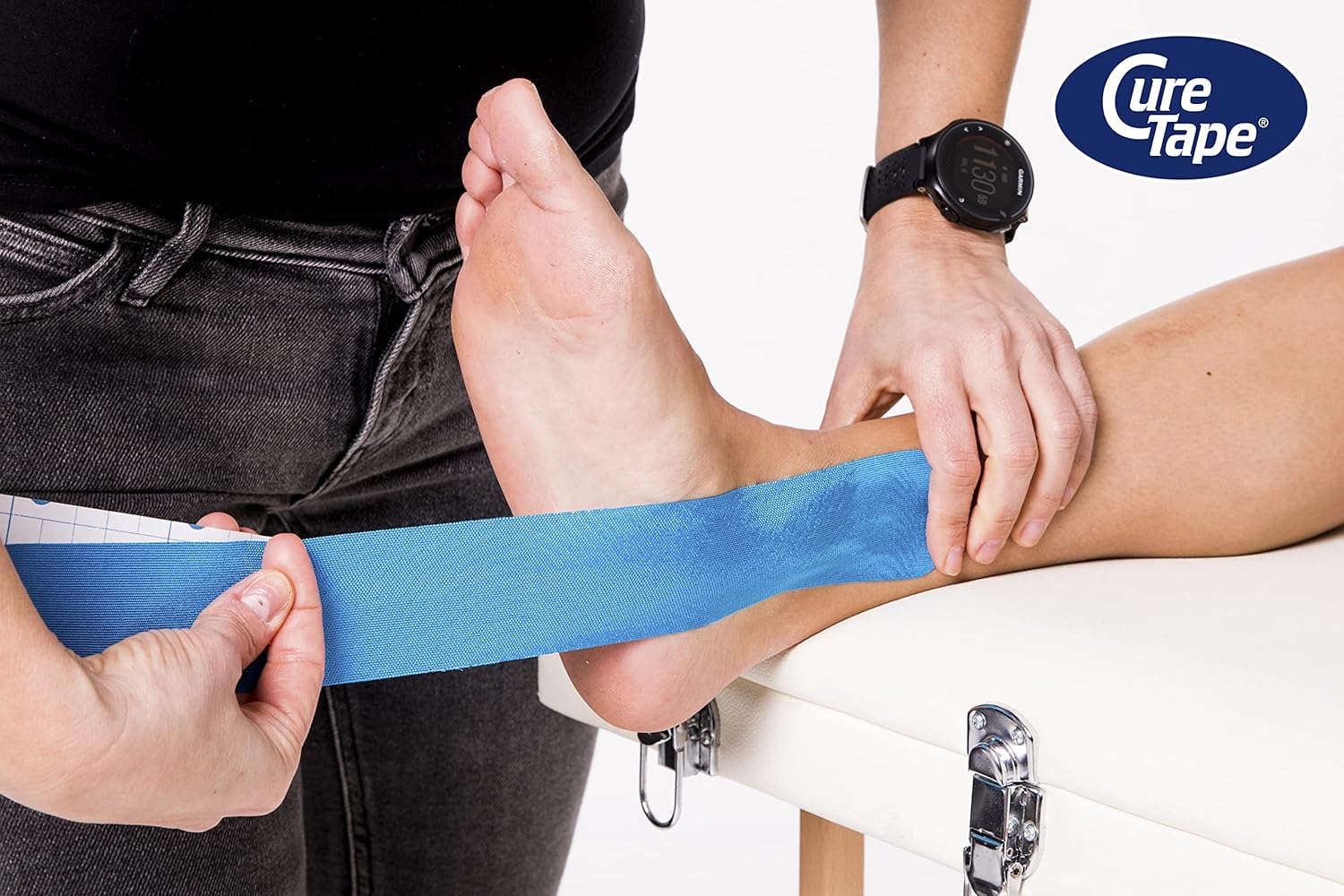 CureTape Cinta de kinesiología deportiva azul  Adhesión 30% más fuerte  Cinta K para condiciones extremas  Viscosa de secado rápido  Cinta muscular