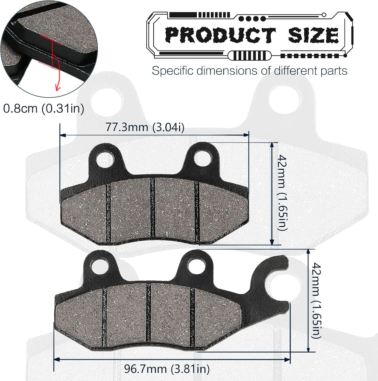 LOCOPOW Pastillas de freno para Kawasaki Teryx 4 800 750 2008-2023 Brute Force 650 750 2005-2023 Bayou 300 400 1989-2005 Mule Pro 820 1000 2015-2023