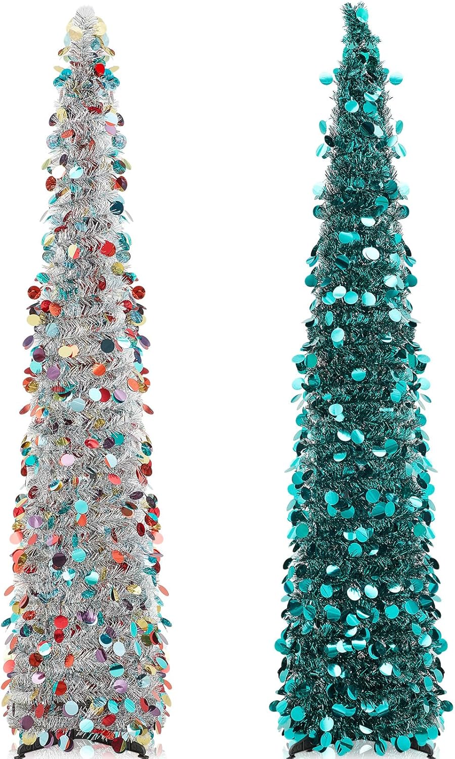 Shappy 2 árboles de Navidad plegables de 5 pies, árbol de Navidad artificial de oropel para decoración del hogar, oficina, interior, dormitorio,