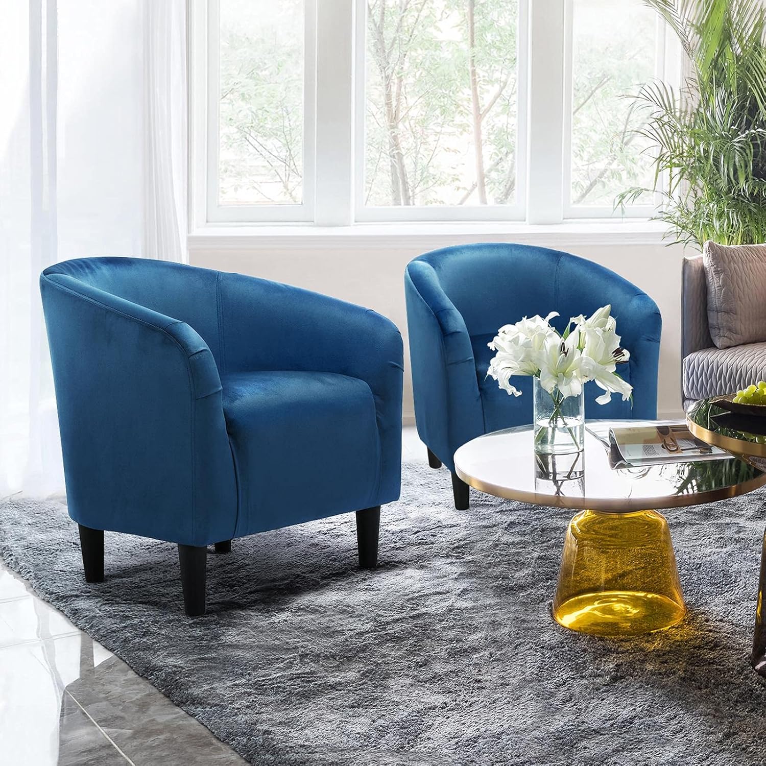 Topeakmart Silla decorativa de terciopelo, cómoda y moderna silla de club de terciopelo con reposabrazos y patas resistentes para sala de