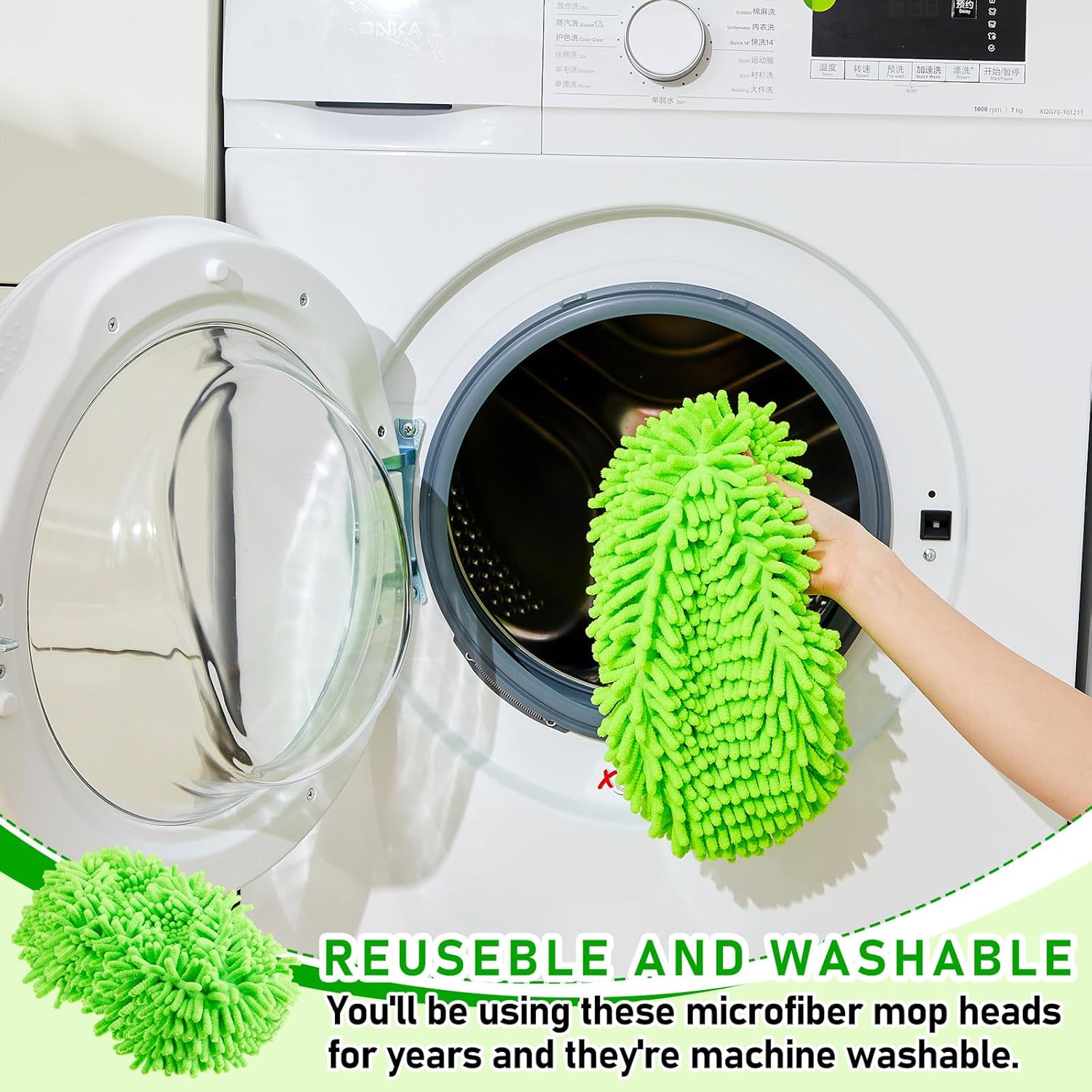 12 almohadillas reutilizables para fregona compatibles con Swiffer Sweeper Mop, almohadillas de microfibra reutilizables, cabezal de trapeador de