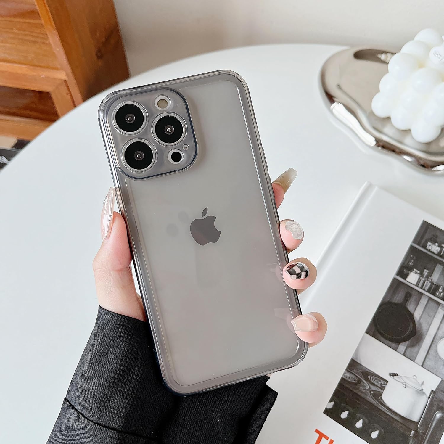 ZTOFERA Funda para iPhone 15 Pro de 6.1 pulgadas, Transparente Suave Silicona Bumper Protector Retro Color Transparente A Prueba de Golpes iPhone 15