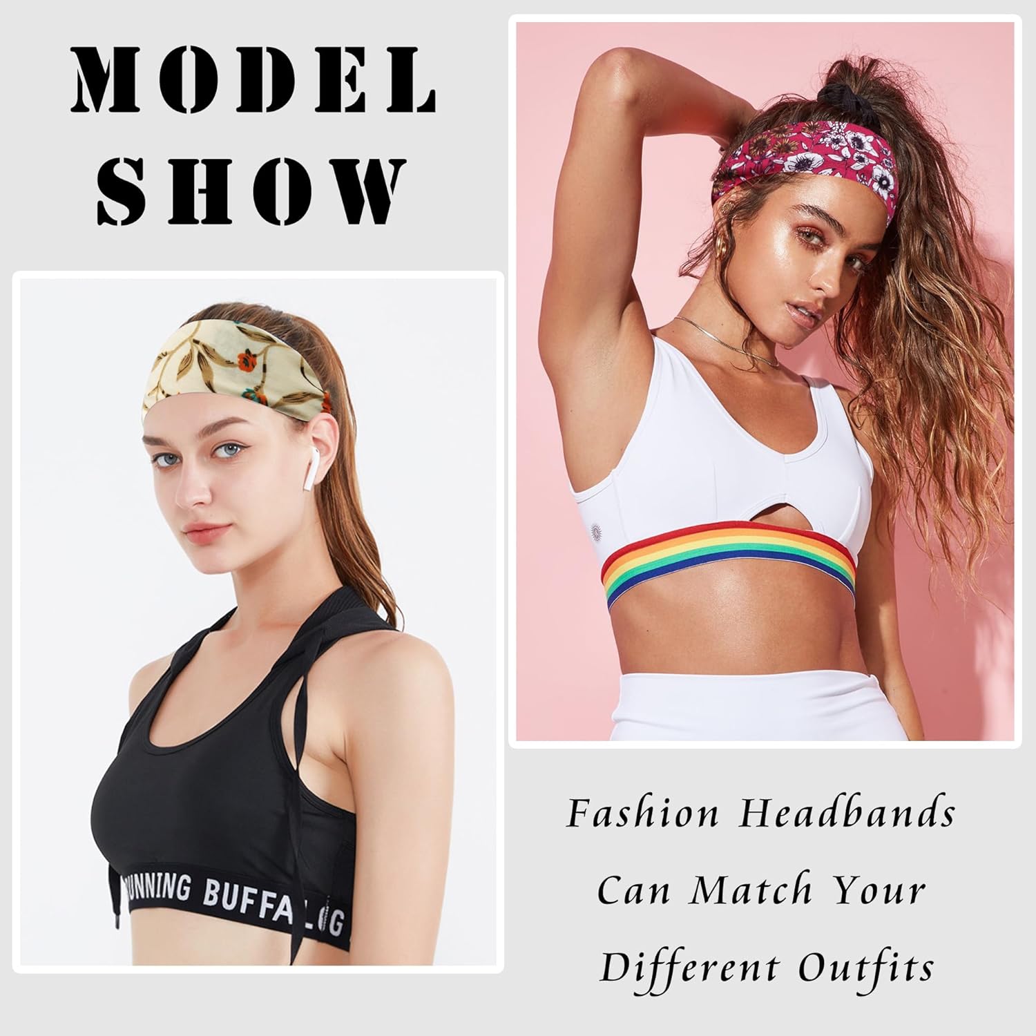 FULZTEY Diademas bohemias con estampado africano, bandas anchas para la cabeza, turbante elástico, con estampado floral, bandanas antideslizantes