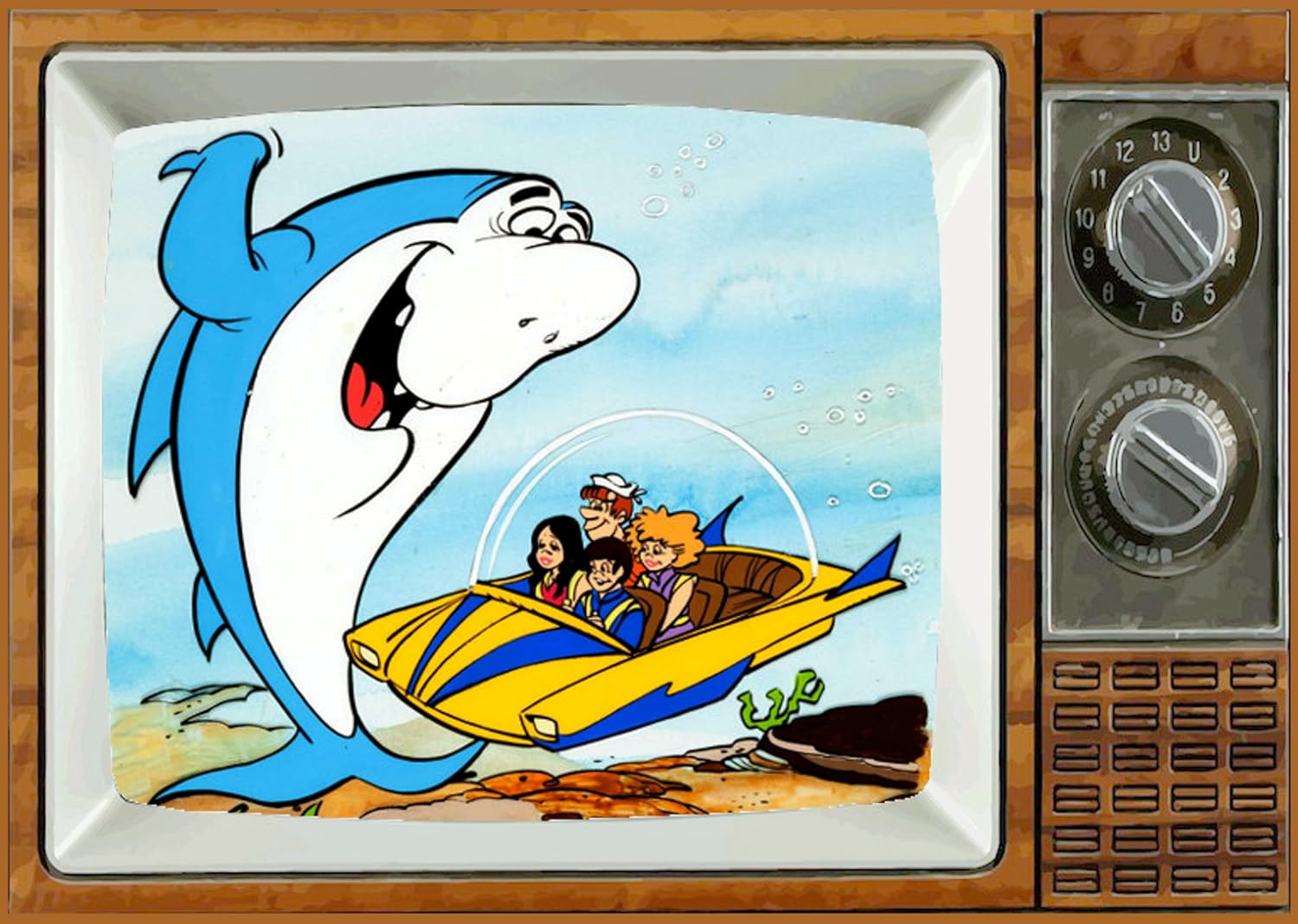 JABBERJAW – Imán para nevera de TV, 2 x 3 pulgadas, diseño de sábado por la mañana, caricaturas, refrigerador nostálgico retro