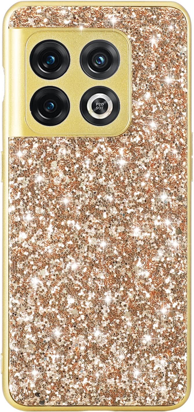 Funda para OnePlus 10 Pro, funda de lujo con purpurina brillante y diamantes de imitación con parachoques de TPU galvanizado flexible, funda delgada