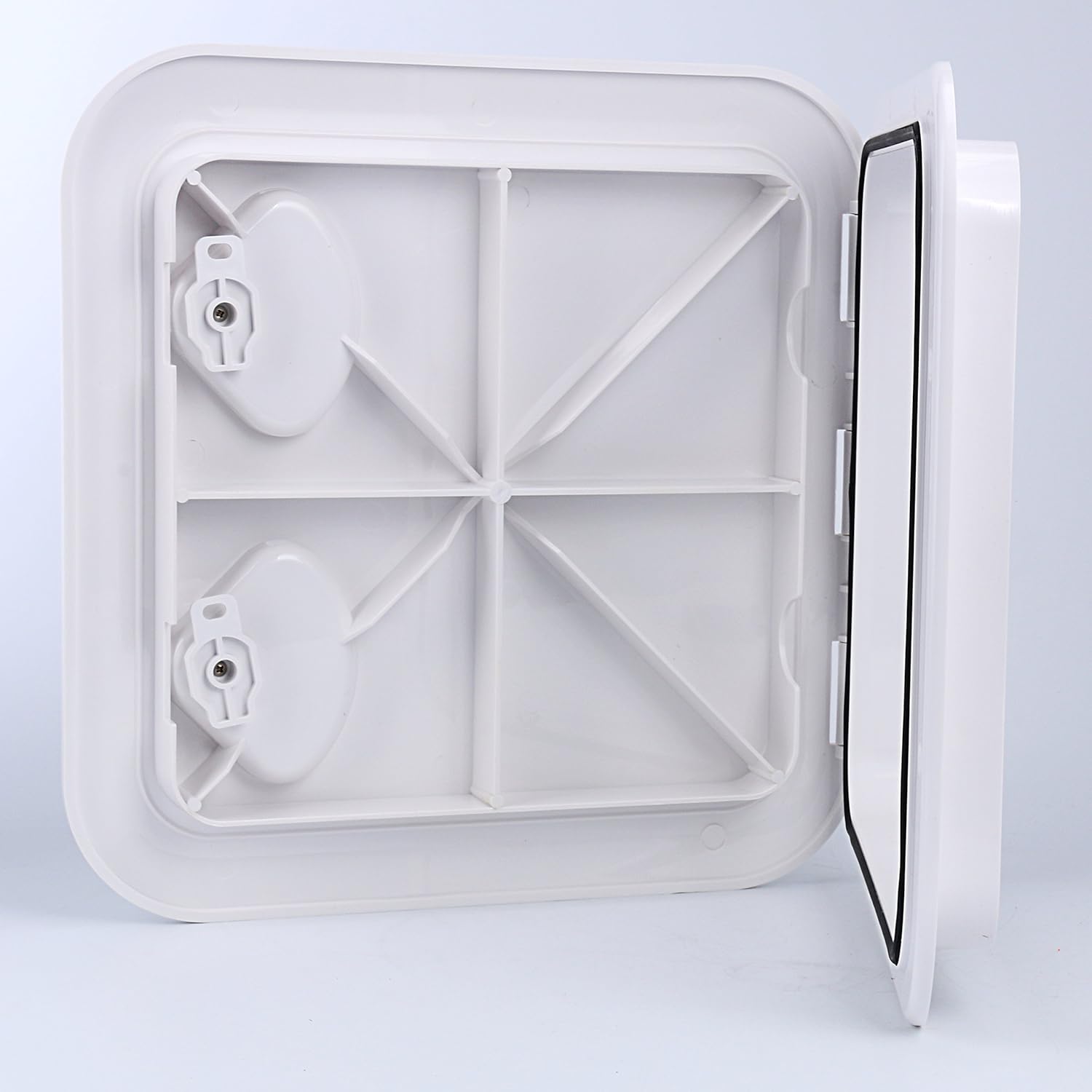 Amarine Made Escotilla de cubierta marina, escotilla de acceso para cubierta de barco y tapa 14-12 “x 14-58” – Blanco – 14.567 inx14.764 in