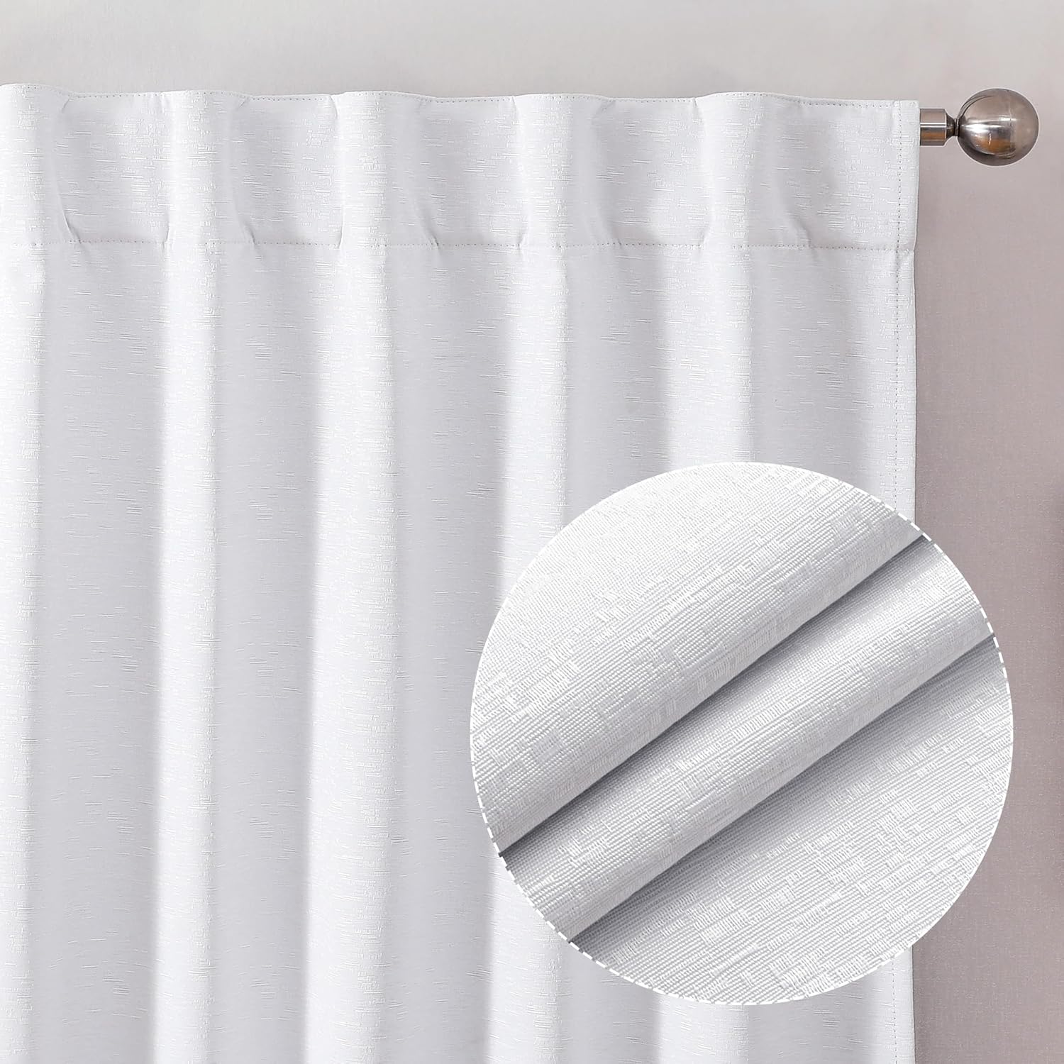 Chyhomenyc Kaku – Cortinas opacas blancas de 63 pulgadas de largo, 2 paneles, aislamiento térmico, reducción de ruido, ahorro de energía, jacquard