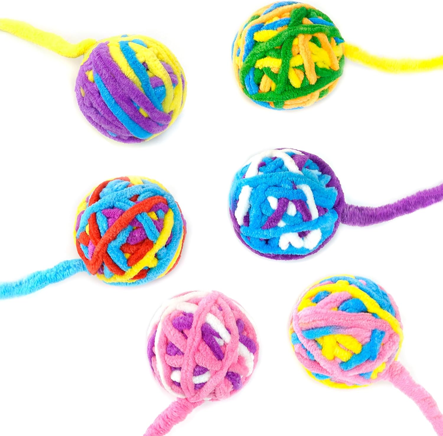 CHIWAVA Paquete de 6 bolas de juguete de hilo de lana de 20 pulgadas con campana, bolas grandes de juguete para gatos de interior de 20 pulgadas,